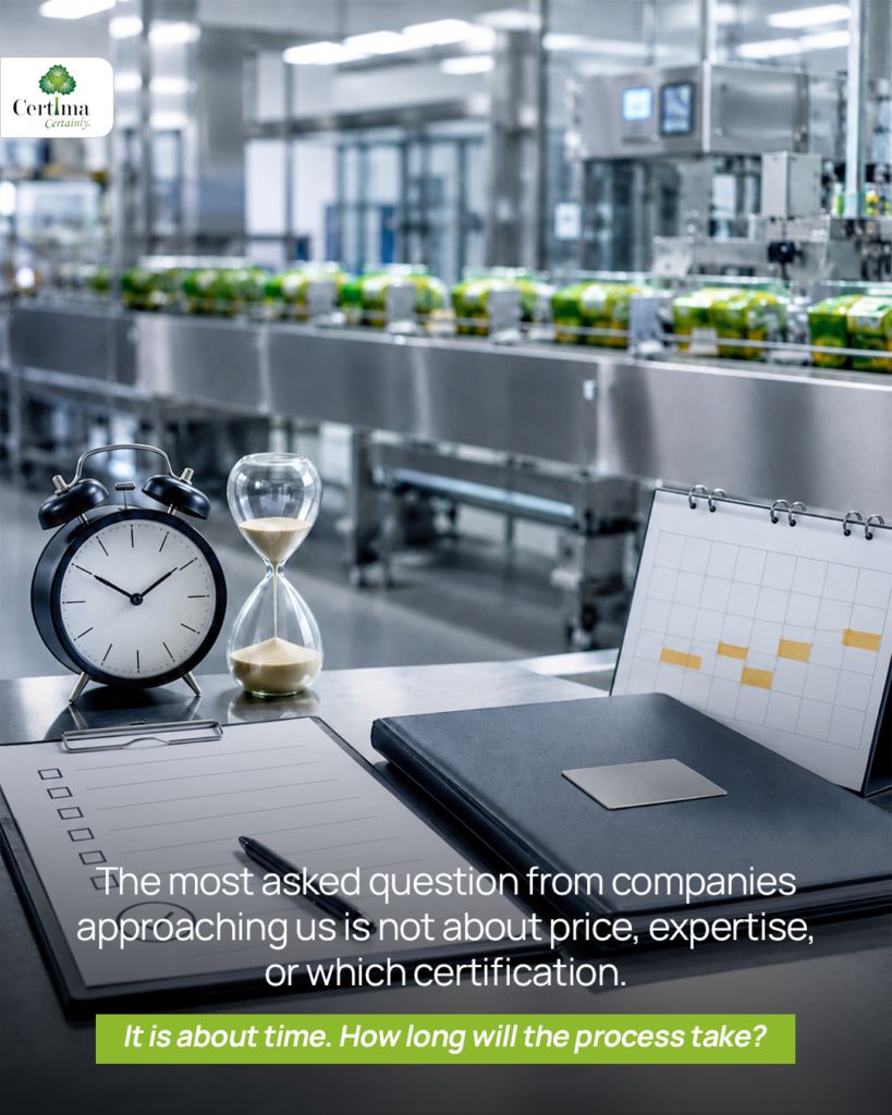 The most asked question from companies approaching us is not about price, expertise, or which certification. It is about time. How long will the process take?